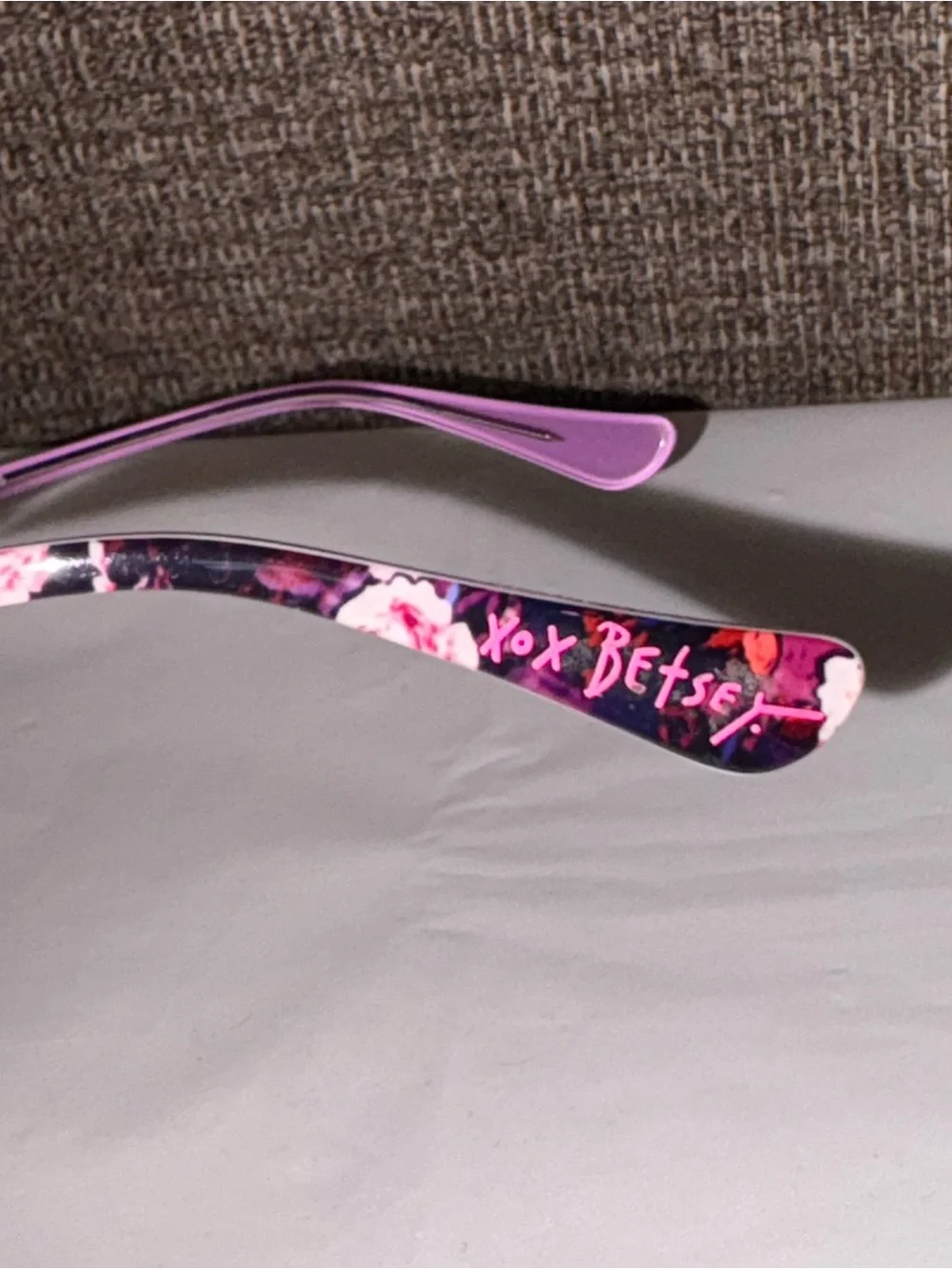 Betsey Johnson Sunglasses Womens Purple Half Rim Metal Frames 50-16-135 Floral